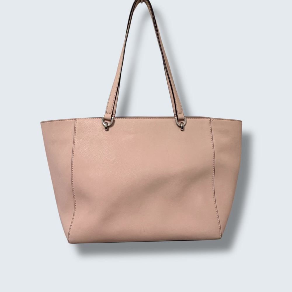 Michael Kors Blush Pink Saffiano Leather Tote Work Everyday Silver Lock Large - Picture 2 of 16